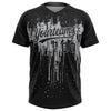 Custom Black Gray 3D Pattern Dripping Splatter Art Two-Button Unisex Softball Jersey