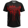 Custom Black Red 3D Pattern Dripping Splatter Art Two-Button Unisex Softball Jersey