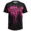 Custom Black Pink 3D Pattern Dripping Splatter Art Two-Button Unisex Softball Jersey