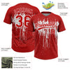 Custom Red White 3D Pattern Dripping Splatter Art Two-Button Unisex Softball Jersey