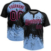 Custom Black Light Blue-Pink 3D Pattern Abstract Splatter Grunge Art Two-Button Unisex Softball Jersey