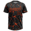 Custom Black Orange 3D Pattern Abstract Network Two-Button Unisex Softball Jersey