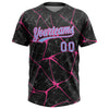 Custom Black Light Blue-Pink 3D Pattern Abstract Network Two-Button Unisex Softball Jersey