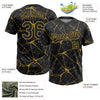 Custom Black Old Gold 3D Pattern Abstract Network Two-Button Unisex Softball Jersey