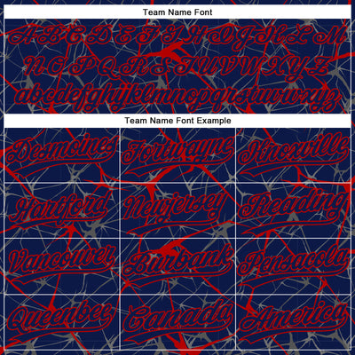 Custom Navy Red 3D Pattern Abstract Network Two-Button Unisex Softball Jersey