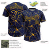 Custom Navy Gold 3D Pattern Abstract Network Two-Button Unisex Softball Jersey