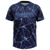 Custom Navy Light Blue 3D Pattern Abstract Network Two-Button Unisex Softball Jersey