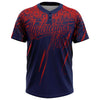 Custom Navy Red 3D Pattern Abstract Sharp Shape Two-Button Unisex Softball Jersey