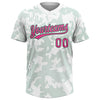 Custom White Pink-Kelly Green 3D Pattern Curve Lines Two-Button Unisex Softball Jersey