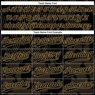 Custom Black Old Gold 3D Pattern Curve Lines Two-Button Unisex Softball Jersey