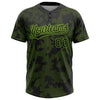 Custom Black Neon Green 3D Pattern Curve Lines Two-Button Unisex Softball Jersey