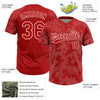 Custom Red White 3D Pattern Curve Lines Two-Button Unisex Softball Jersey