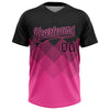 Custom Black Pink 3D Pattern Gradient Square Shapes Two-Button Unisex Softball Jersey