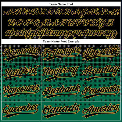 Custom Black Kelly Green-Old Gold 3D Pattern Gradient Square Shapes Two-Button Unisex Softball Jersey