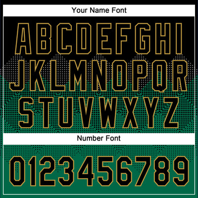 Custom Black Kelly Green-Old Gold 3D Pattern Gradient Square Shapes Two-Button Unisex Softball Jersey