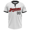 Custom White Black Pinstripe Red Two-Button Unisex Softball Jersey