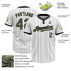 Custom White Black Pinstripe Olive Two-Button Unisex Softball Jersey