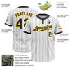 Custom White Black Pinstripe Gold Two-Button Unisex Softball Jersey