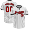 Custom White Black Pinstripe Red Two-Button Unisex Softball Jersey