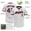 Custom White Black Pinstripe Crimson Two-Button Unisex Softball Jersey