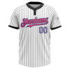 Custom White Black Pinstripe Light Blue-Pink Two-Button Unisex Softball Jersey