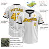 Custom White Black Pinstripe Gold-Black Two-Button Unisex Softball Jersey