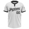 Custom White Black Pinstripe Black Two-Button Unisex Softball Jersey