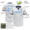 Custom White Navy Pinstripe Light Blue-Gray Two-Button Unisex Softball Jersey