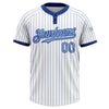 Custom White Royal Pinstripe Light Blue Two-Button Unisex Softball Jersey