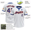 Custom White Royal Pinstripe Orange Two-Button Unisex Softball Jersey