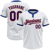 Custom White Royal Pinstripe Orange Two-Button Unisex Softball Jersey