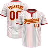 Custom White Red Pinstripe Gold Two-Button Unisex Softball Jersey