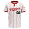 Custom White Red Pinstripe Black Two-Button Unisex Softball Jersey