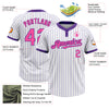 Custom White Purple Pinstripe Pink Two-Button Unisex Softball Jersey