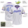 Custom White Purple Pinstripe Light Blue Two-Button Unisex Softball Jersey