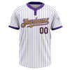 Custom White Purple Pinstripe Old Gold Two-Button Unisex Softball Jersey