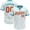 Custom White Teal Pinstripe Orange Two-Button Unisex Softball Jersey