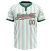 Custom White Kelly Green Pinstripe Medium Pink Two-Button Unisex Softball Jersey