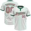 Custom White Kelly Green Pinstripe Medium Pink Two-Button Unisex Softball Jersey