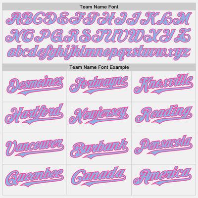 Custom White Pink Pinstripe Light Blue Two-Button Unisex Softball Jersey