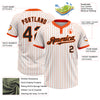 Custom White Orange Pinstripe Black Two-Button Unisex Softball Jersey