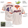 Custom White Orange Pinstripe Royal Two-Button Unisex Softball Jersey