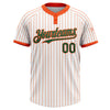 Custom White Orange Pinstripe Kelly Green Two-Button Unisex Softball Jersey