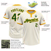 Custom White Gold Pinstripe Green Two-Button Unisex Softball Jersey