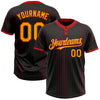 Custom Black Red Pinstripe Gold Two-Button Unisex Softball Jersey