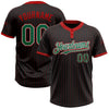 Custom Black Red Pinstripe Kelly Green-White Two-Button Unisex Softball Jersey