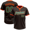 Custom Black Orange Pinstripe Kelly Green-White Two-Button Unisex Softball Jersey