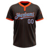 Custom Black Orange Pinstripe Light Blue Two-Button Unisex Softball Jersey