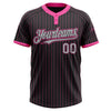 Custom Black Pink Pinstripe Gray Two-Button Unisex Softball Jersey