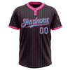 Custom Black Pink Pinstripe Light Blue Two-Button Unisex Softball Jersey